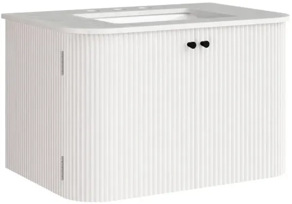 Zia Wall-Mount Bathroom Vanity with Marble Sink by Modway 30" / Ivory