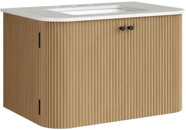 Zia Wall-Mount Bathroom Vanity with Marble Sink by Modway 30" / Natural