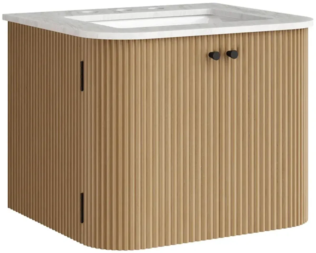 Zia Wall-Mount Bathroom Vanity with Marble Sink by Modway 30" / Walnut