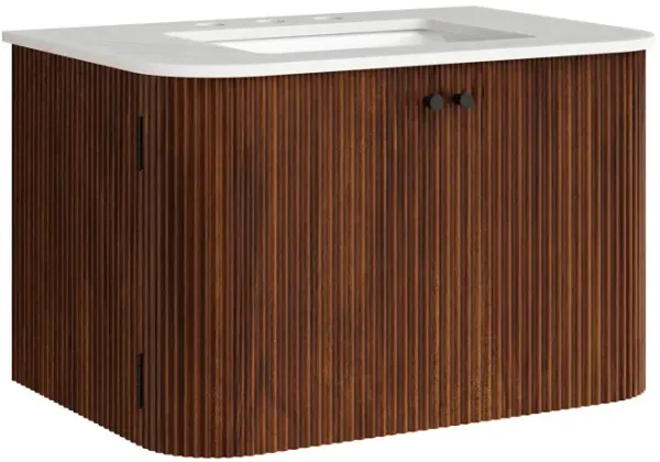 Zia Wall-Mount Bathroom Vanity with Marble Sink by Modway 30" / Walnut