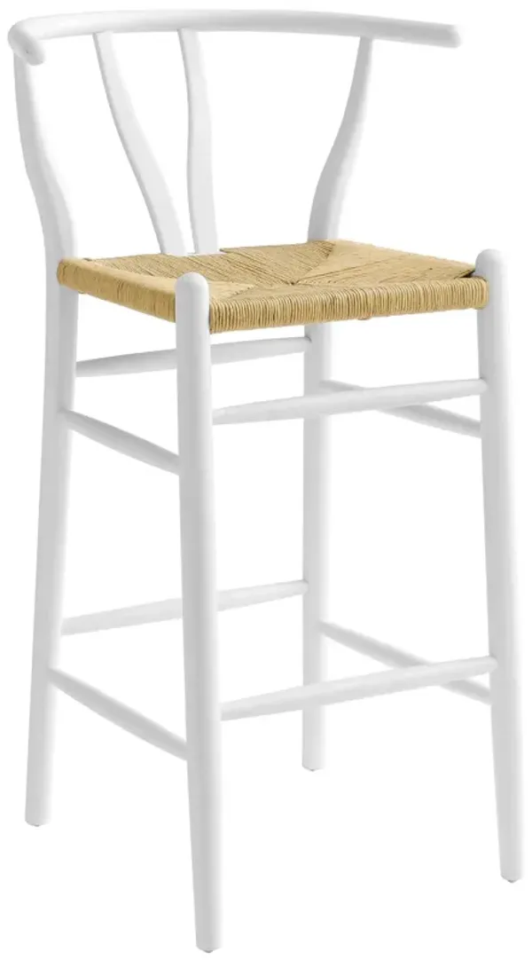 Amish Wood Bar Stool by Modway White