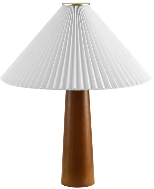 Jessica Wooden Base Table Lamp With Pleated Fabric Shade by Modway Walnut