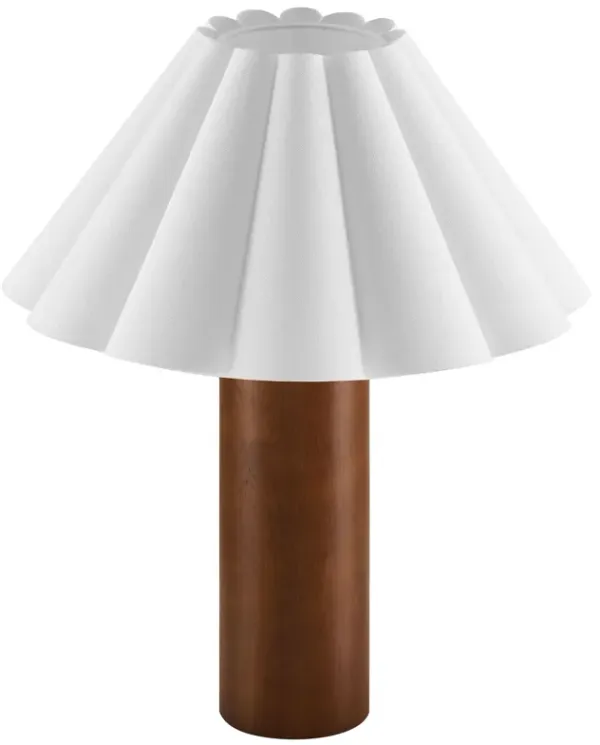Flora Wood Table Lamp With Pleated Petal Shade by Modway Walnut