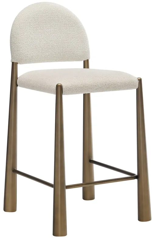 Hayley Upholstered Fabric Counter Stool by Modway Brass Cream