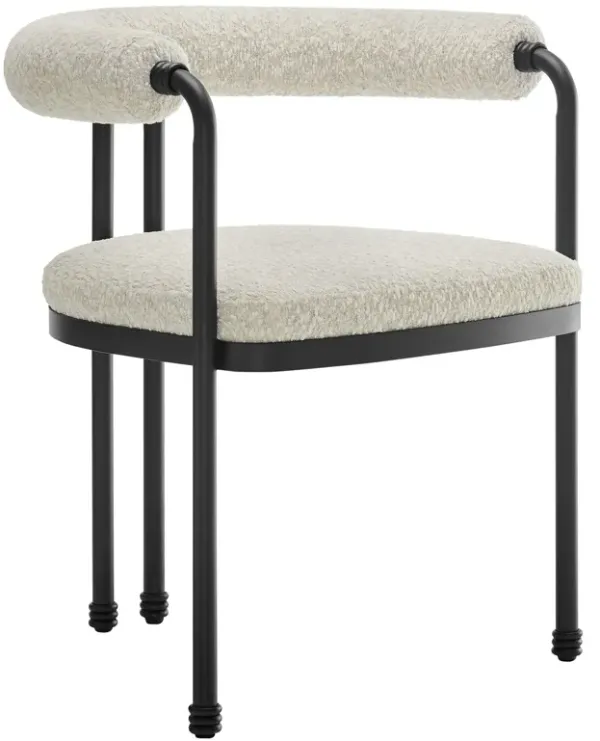 Turin Curved Back Boucle and Metal Dining Accent Chair by Modway Black Pearl