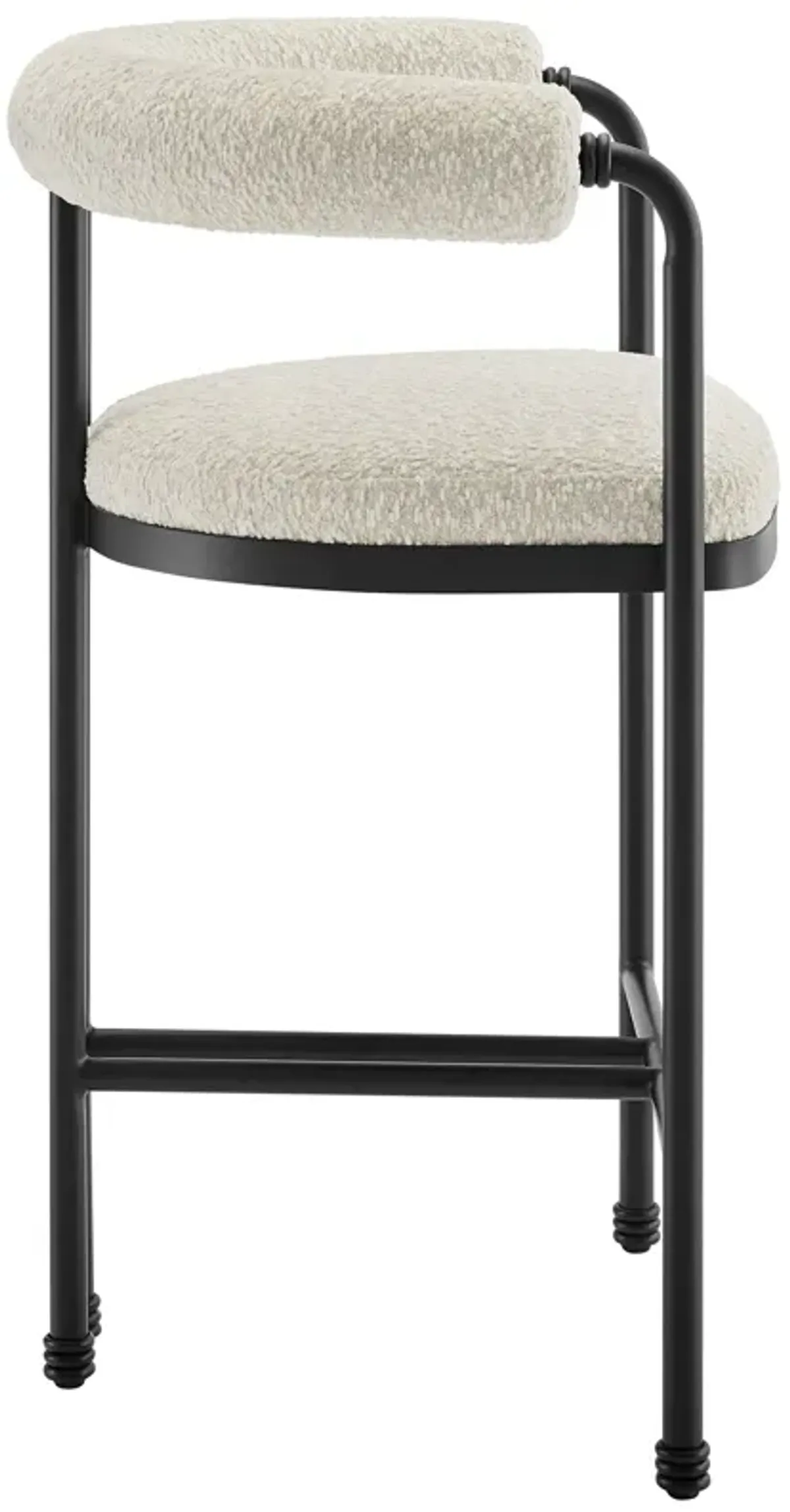 Turin Curved Back Boucle and Metal Counter Stool by Modway Black Pearl