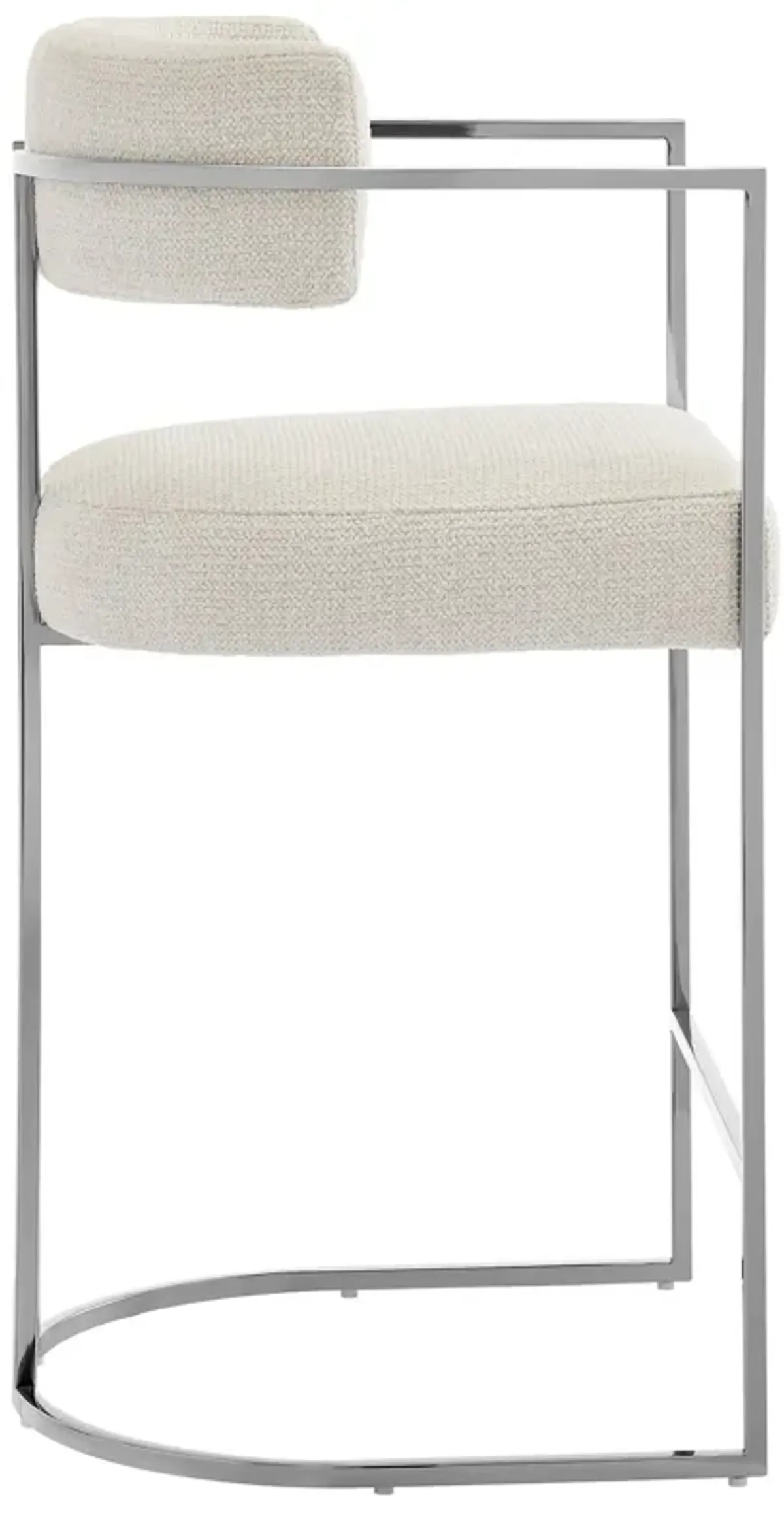Huron Curved Back Fabric and Metal Counter Stool by Modway Silver Cream