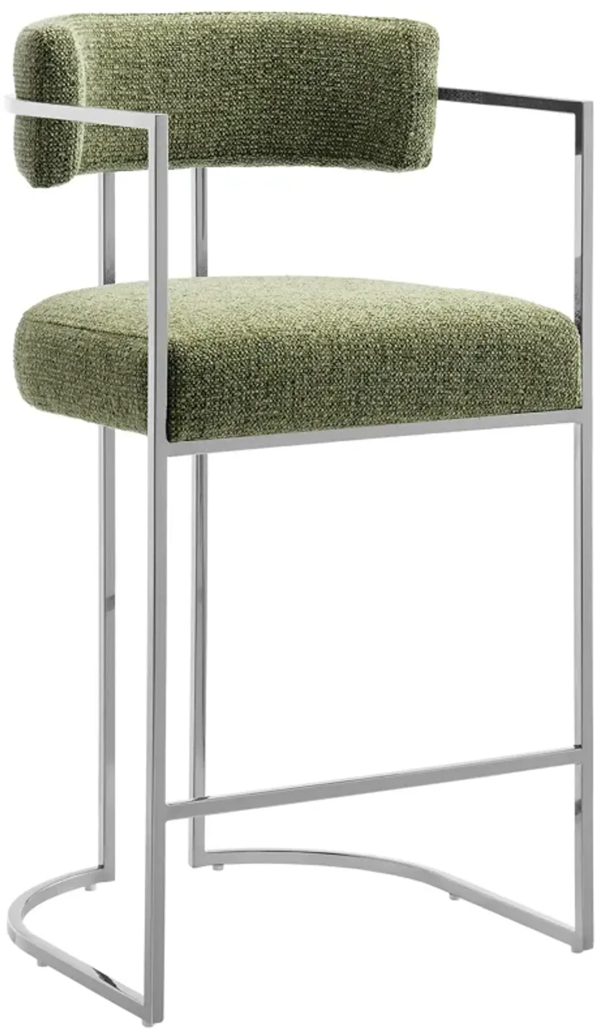 Huron Curved Back Fabric and Metal Counter Stool by Modway Silver Leaf