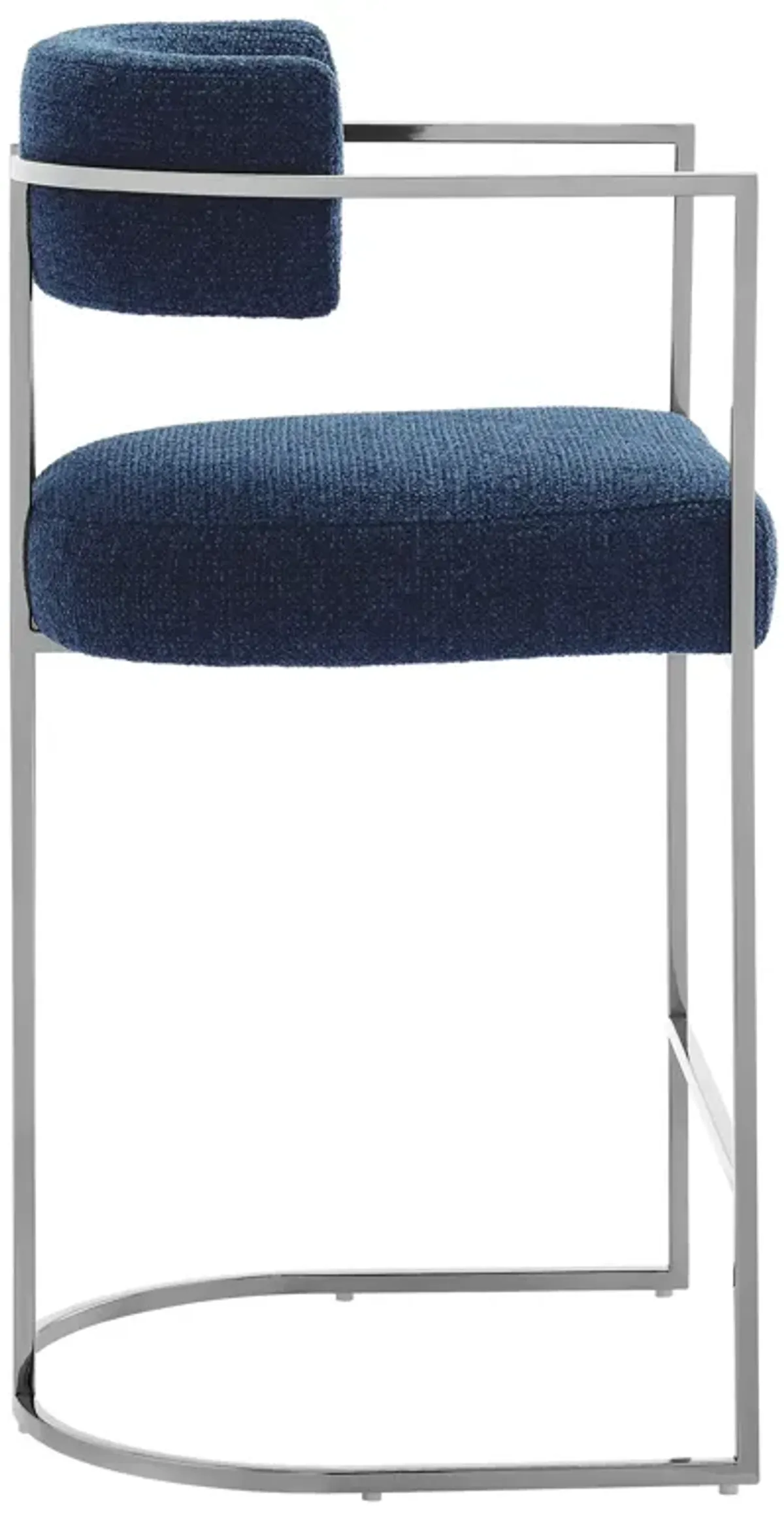 Huron Curved Back Fabric and Metal Counter Stool by Modway Silver Navy