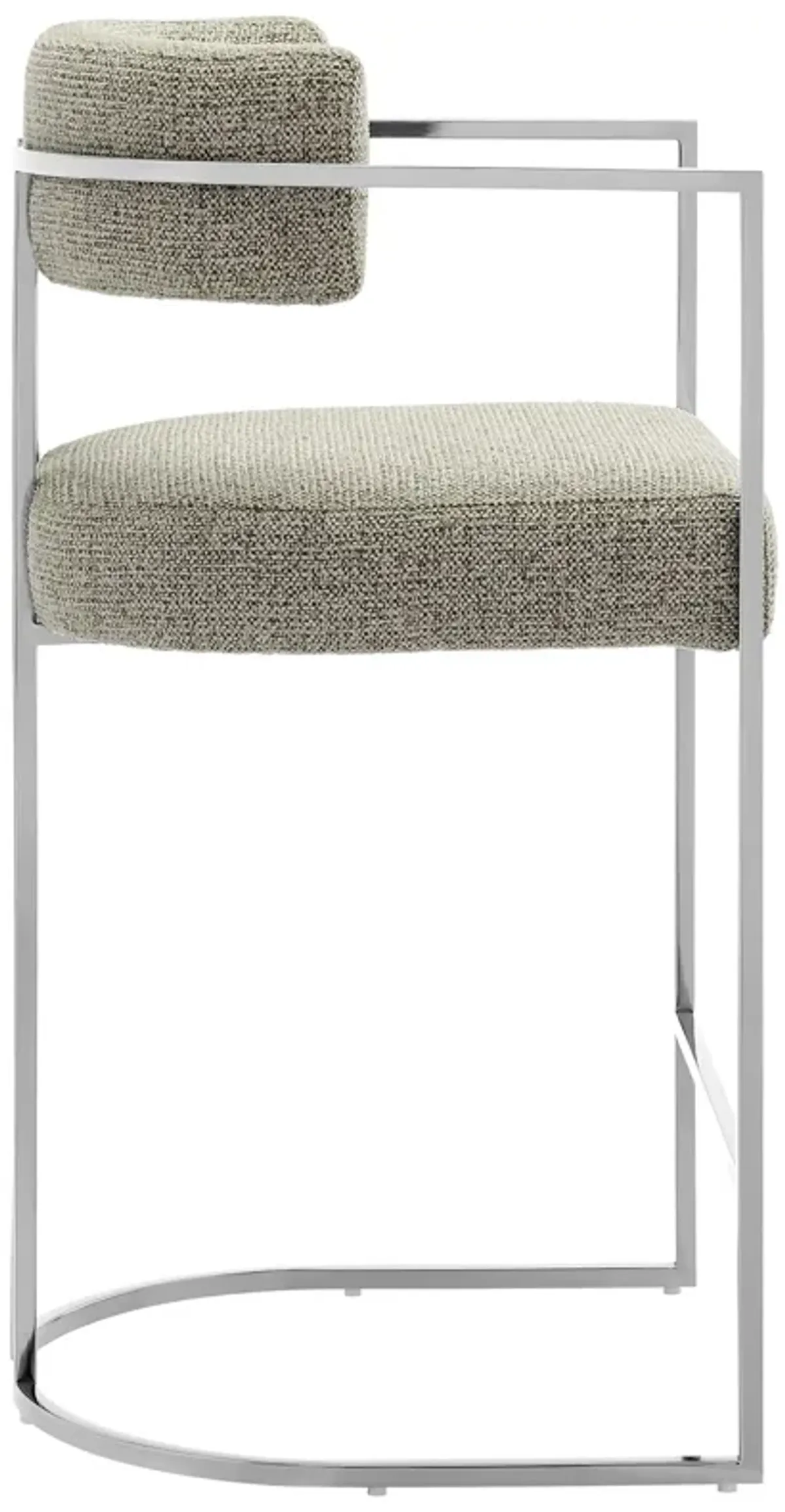 Huron Curved Back Fabric and Metal Counter Stool by Modway Silver Wheat