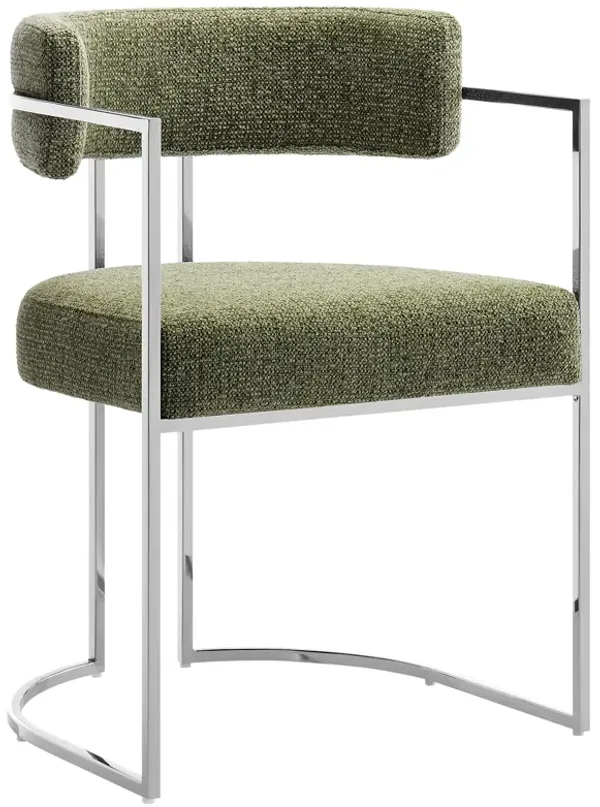 Huron Curved Back Fabric and Metal Dining Accent Chair by Modway Silver Leaf