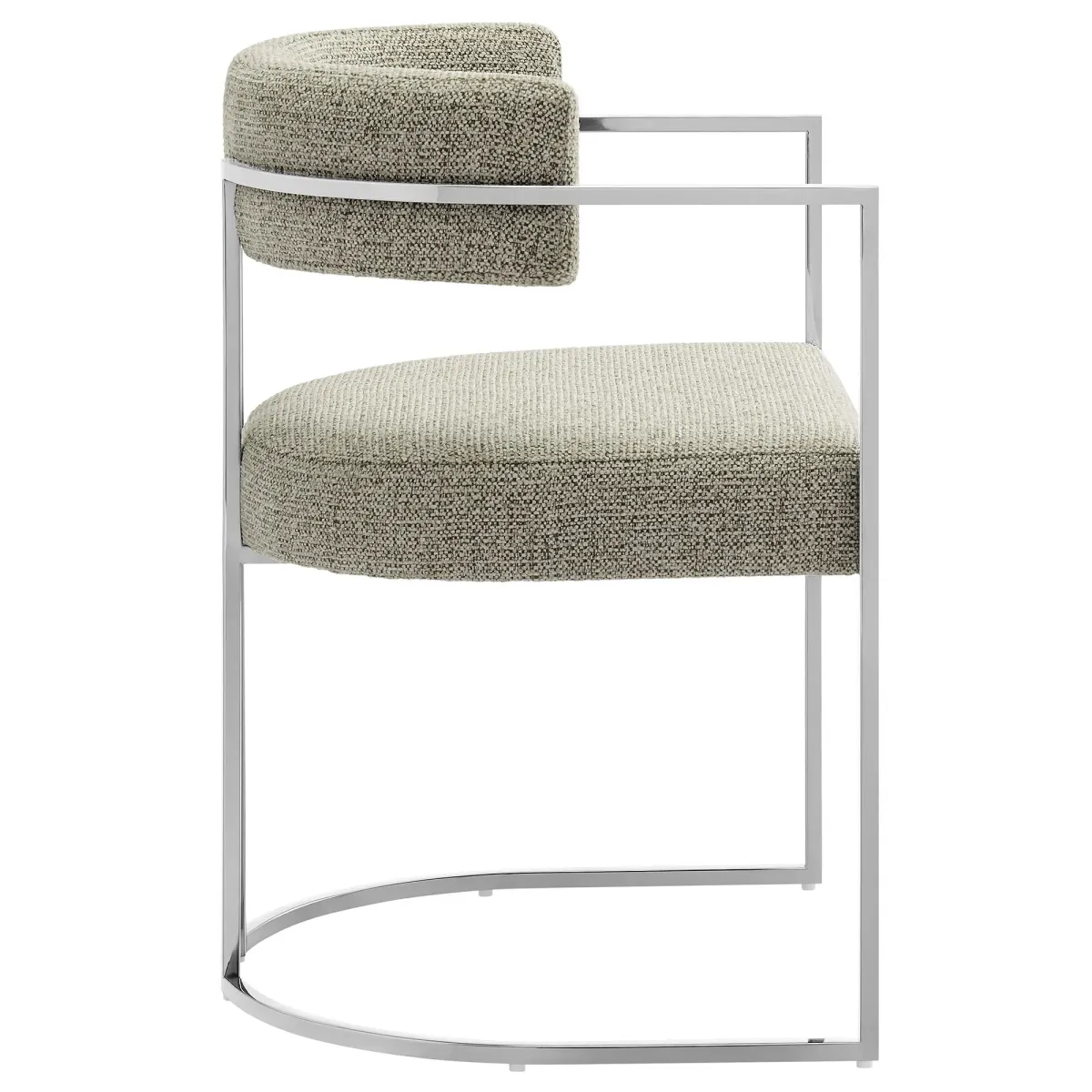 Huron Curved Back Fabric and Metal Dining Accent Chair by Modway Silver Wheat