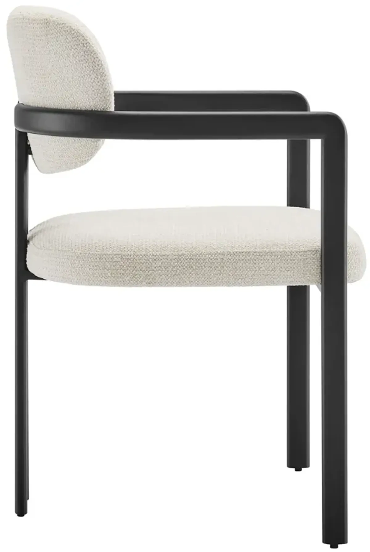 Elio Barrel Fabric and Metal Dining Chair by Modway Black Cream