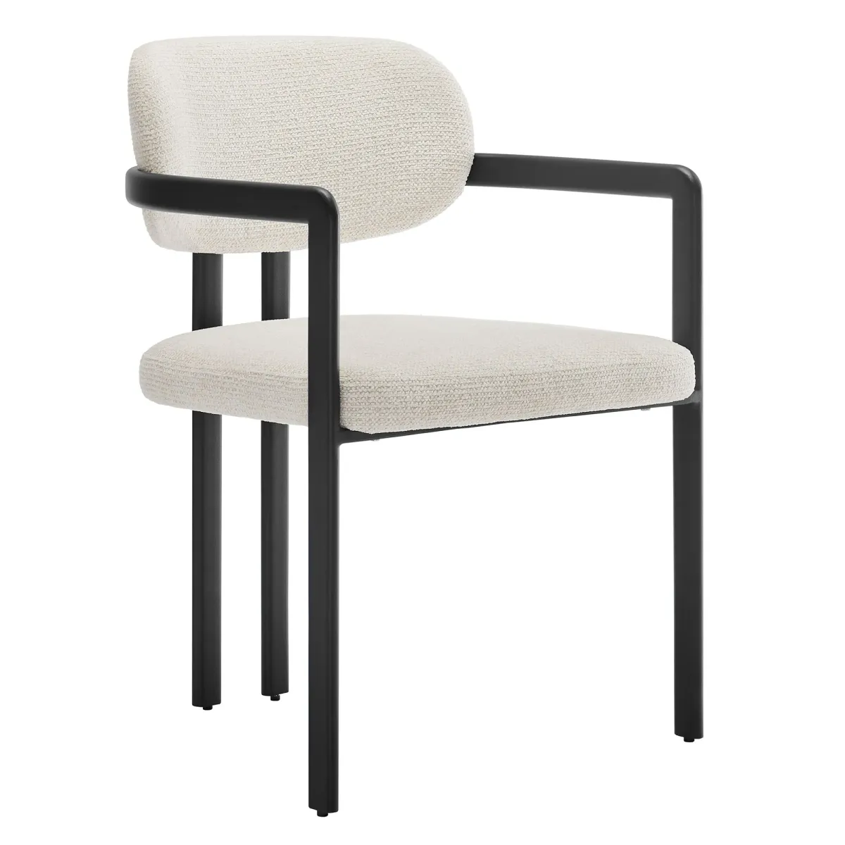 Elio Barrel Fabric and Metal Dining Chair by Modway Black Cream