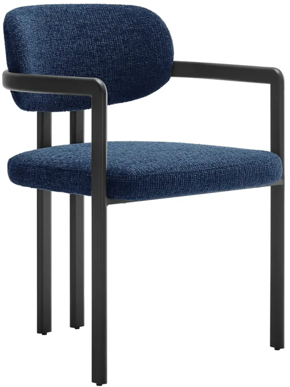 Elio Barrel Fabric and Metal Dining Chair by Modway Black Navy