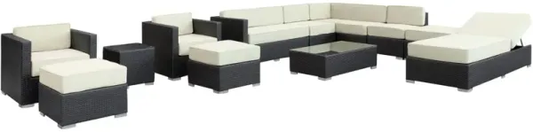 Fusion 12 Piece Outdoor Patio Sectional Set by Modway Espresso White