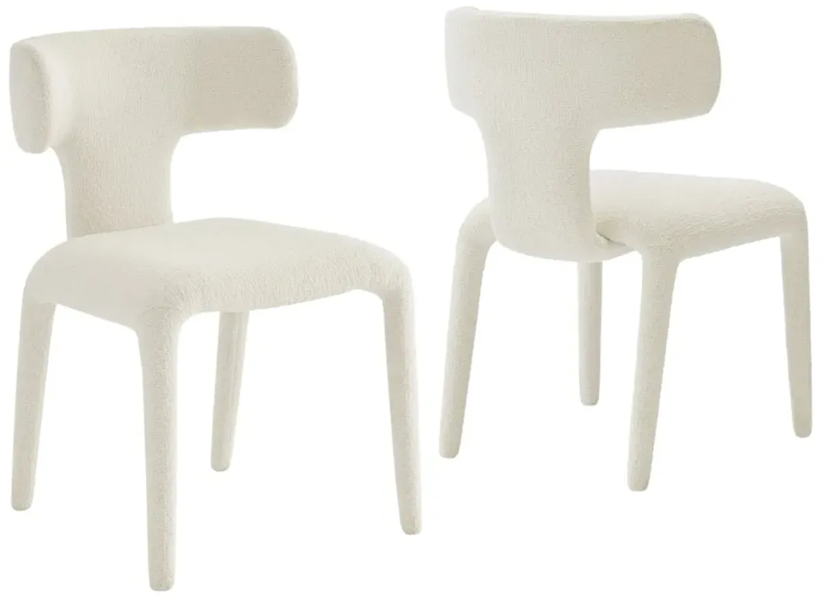 Stellan Curved Back Boucle Upholstered Dining Chair by Modway Cream