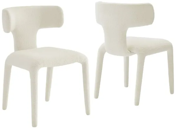 Stellan Curved Back Boucle Upholstered Dining Chair by Modway Cream