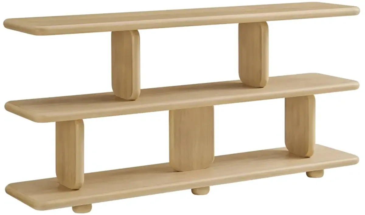 Lyle Sculptural 2-Tier Bookshelf by Modway Natural