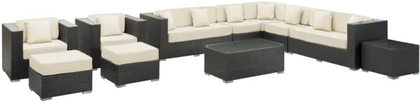 Cohesion 11 Piece Outdoor Patio Sectional Set by Modway Espresso White