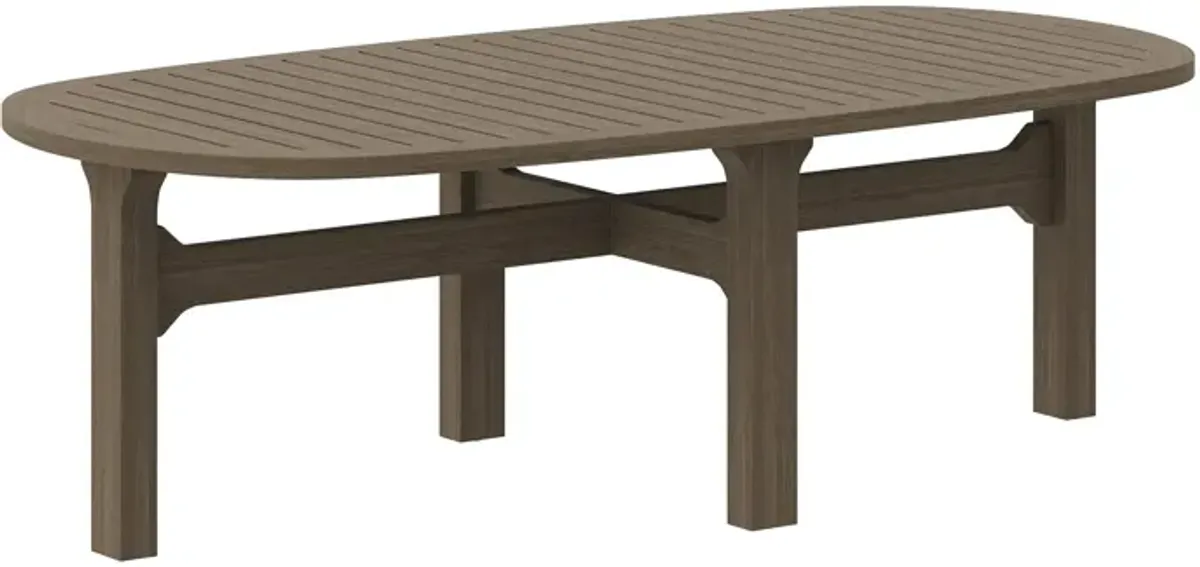 Saratoga Oval Outdoor Patio Teak Wood Coffee Table by Modway Weathered Gray