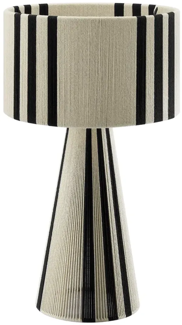 Gia Handwoven Cotton Thread Striped or Plain Table Lamp by Modway Black