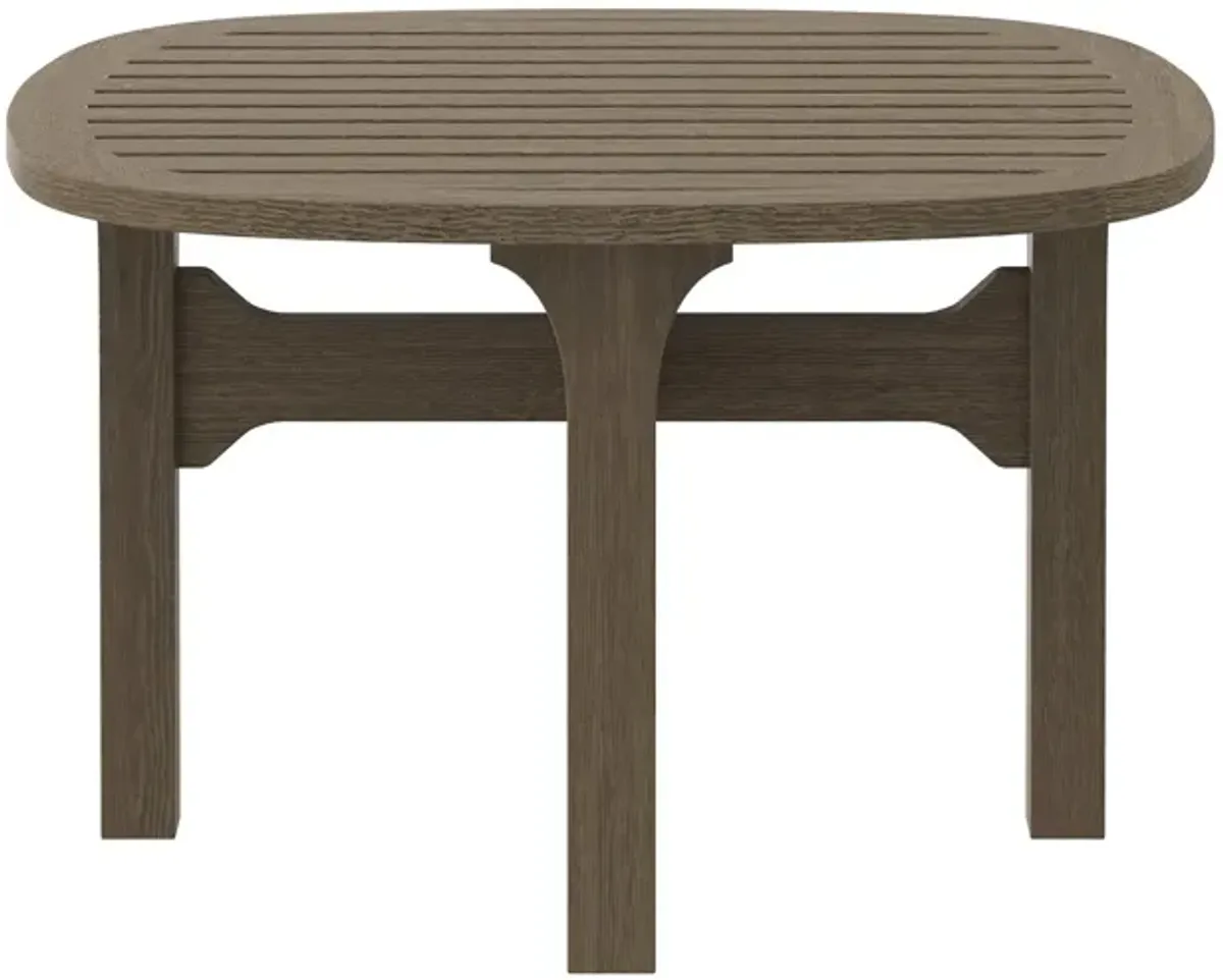 Saratoga Square Outdoor Patio Teak Wood Side Table by Modway Weathered Gray