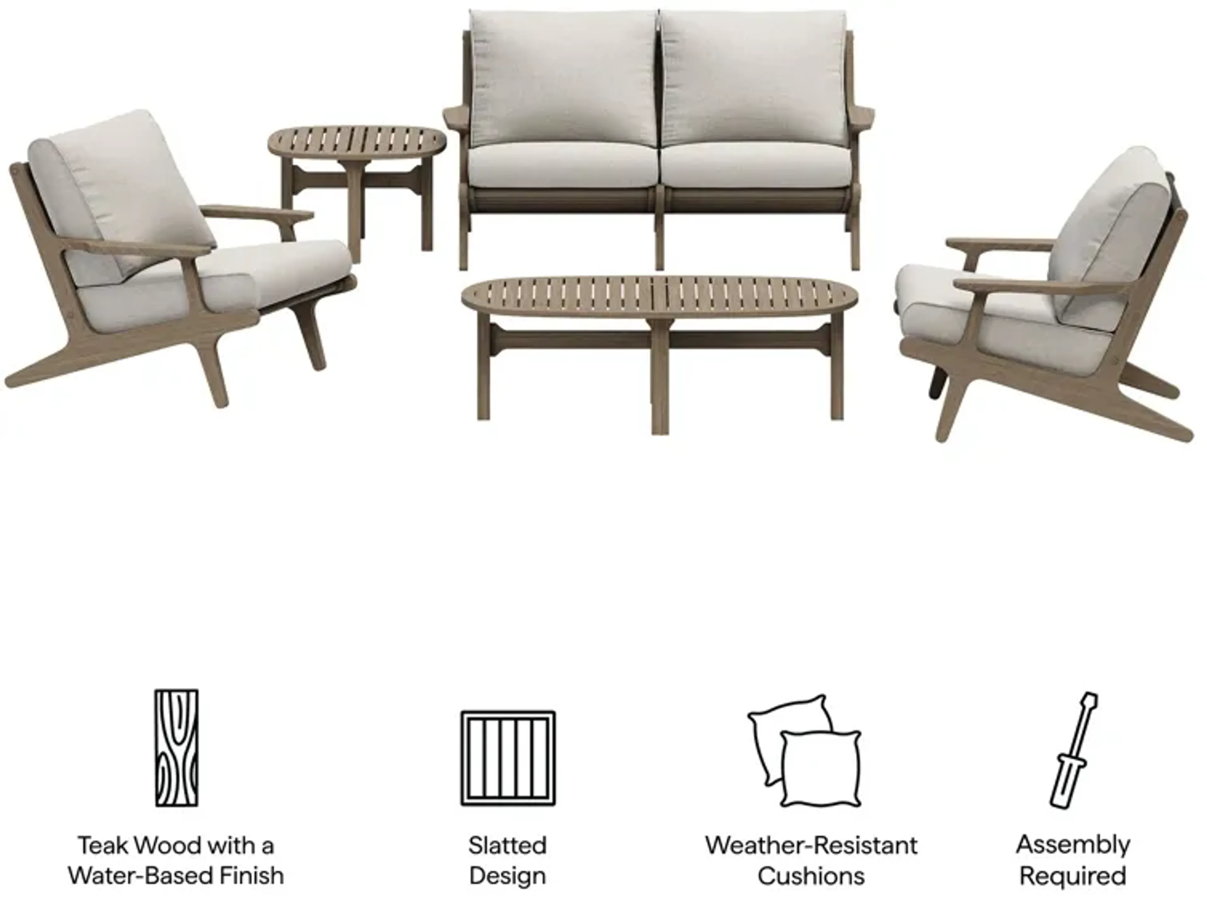 Saratoga 5 Piece Outdoor Teak Wood Furniture Set By Modway Lexmod ...
