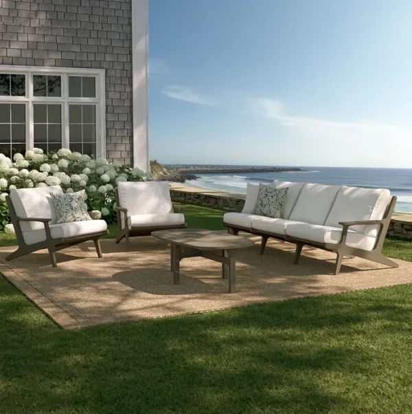 Saratoga 4-Piece Outdoor Patio Teak Wood Furniture Set by Modway Weathered Gray White