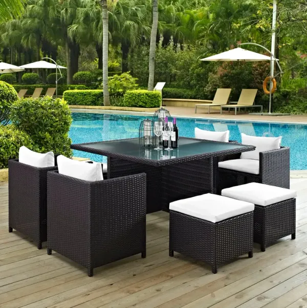 Inverse 9 Piece Outdoor Patio Dining Set by Modway Espresso Beige