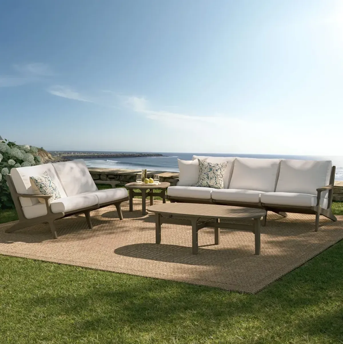 Saratoga 4-Piece Outdoor Patio Teak Wood Furniture Set by Modway Weathered Gray