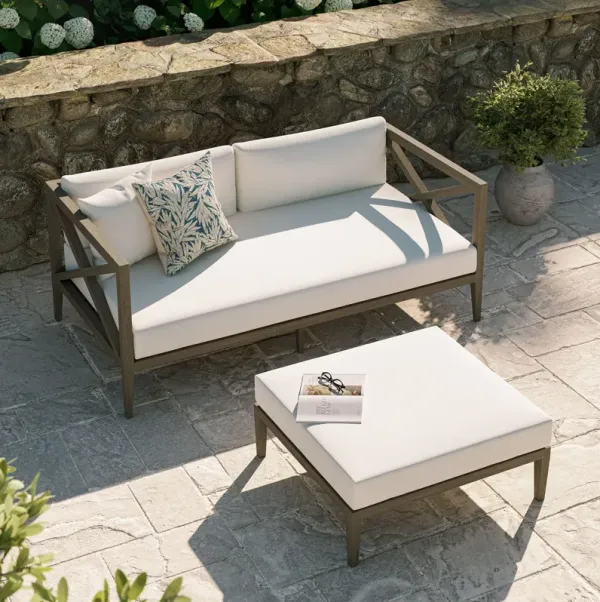 Northlake Outdoor Patio Teak Wood Loveseat and Ottoman Set by Modway