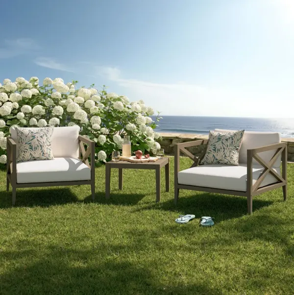 Northlake 3-Piece Outdoor Patio Teak Wood Furniture Set with Armchair and Side Table by Modway Weathered Gray