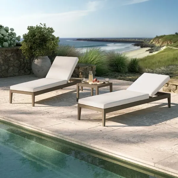 Northlake 3-Piece Outdoor Patio Teak Wood Furniture Set with Chaise Lounges and Side Table by Modway