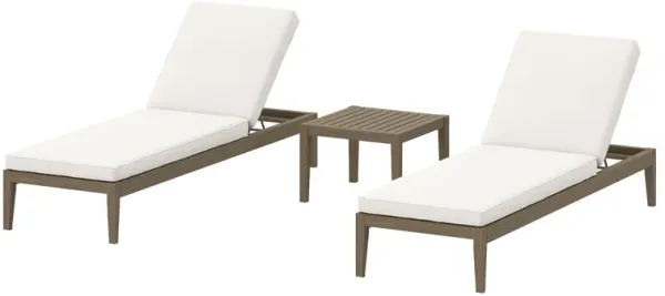 Northlake 3-Piece Outdoor Patio Teak Wood Furniture Set with Chaise Lounges and Side Table by Modway Weathered Gray