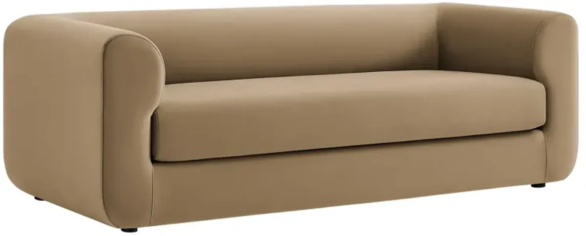 Leif 89" Performance Velvet Upholstered Sofa by Modway Taupe
