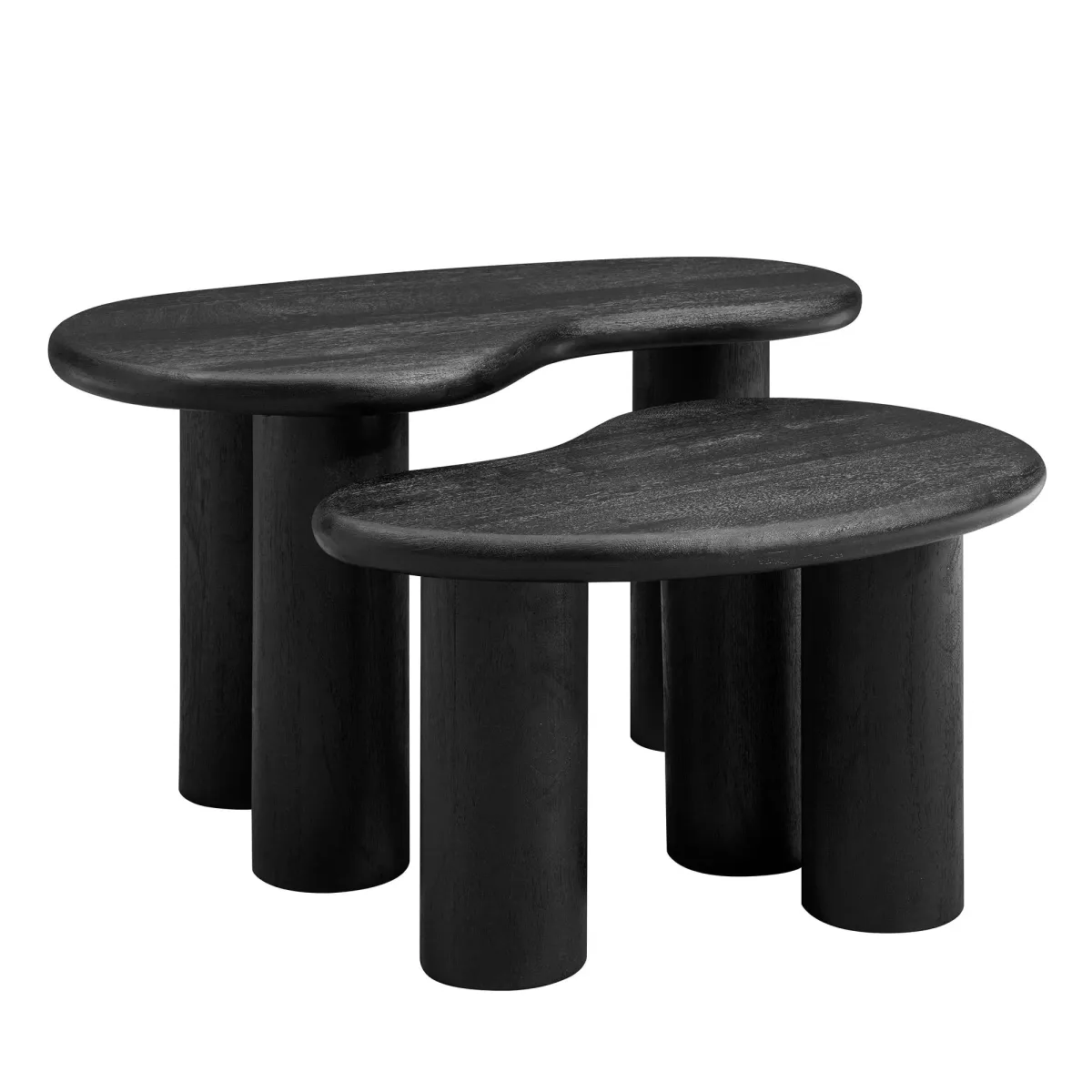 Hackney Mango Wood Nesting Coffee Table Set by Modway Black