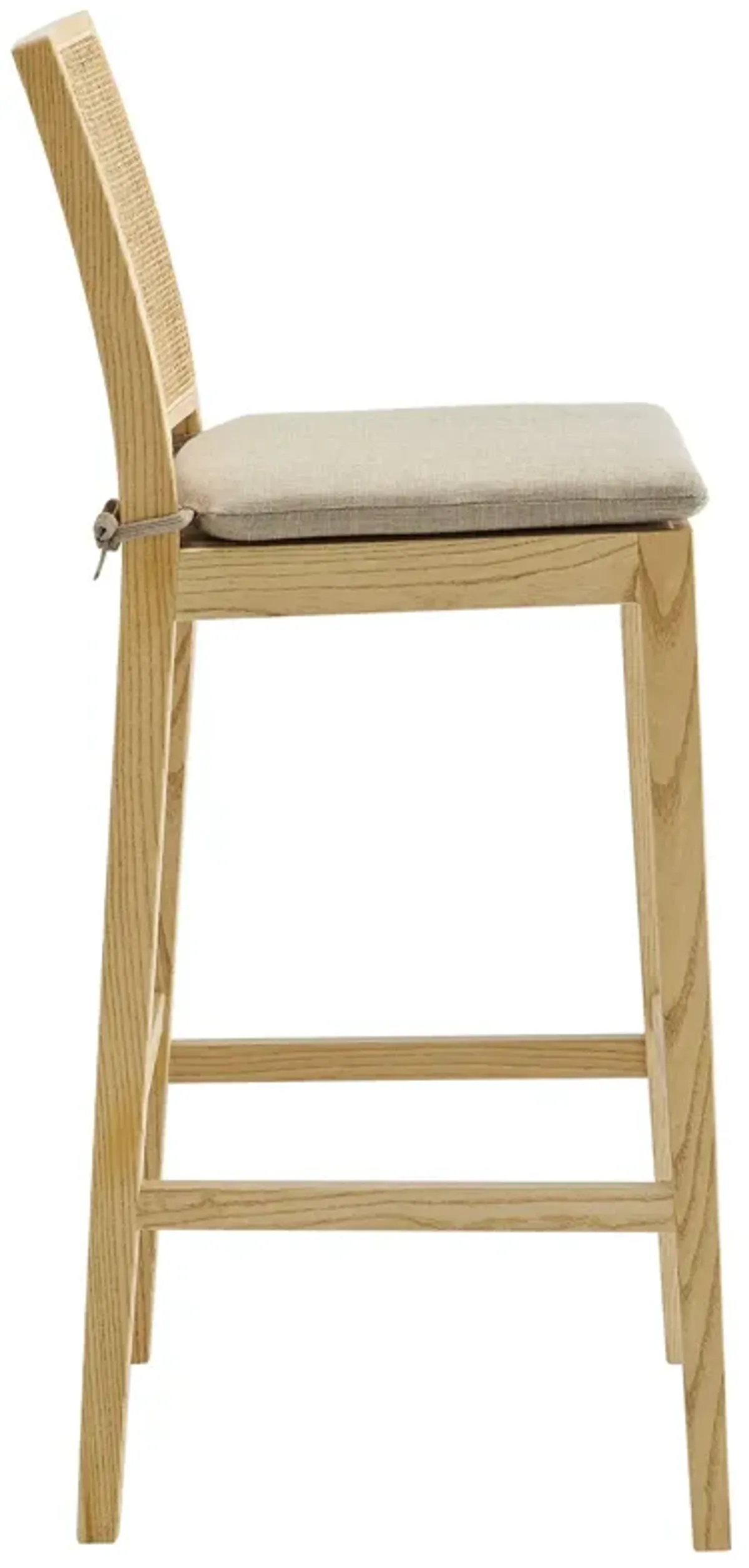 Ovard Wood and Rattan Bar Stool by Modway Natural