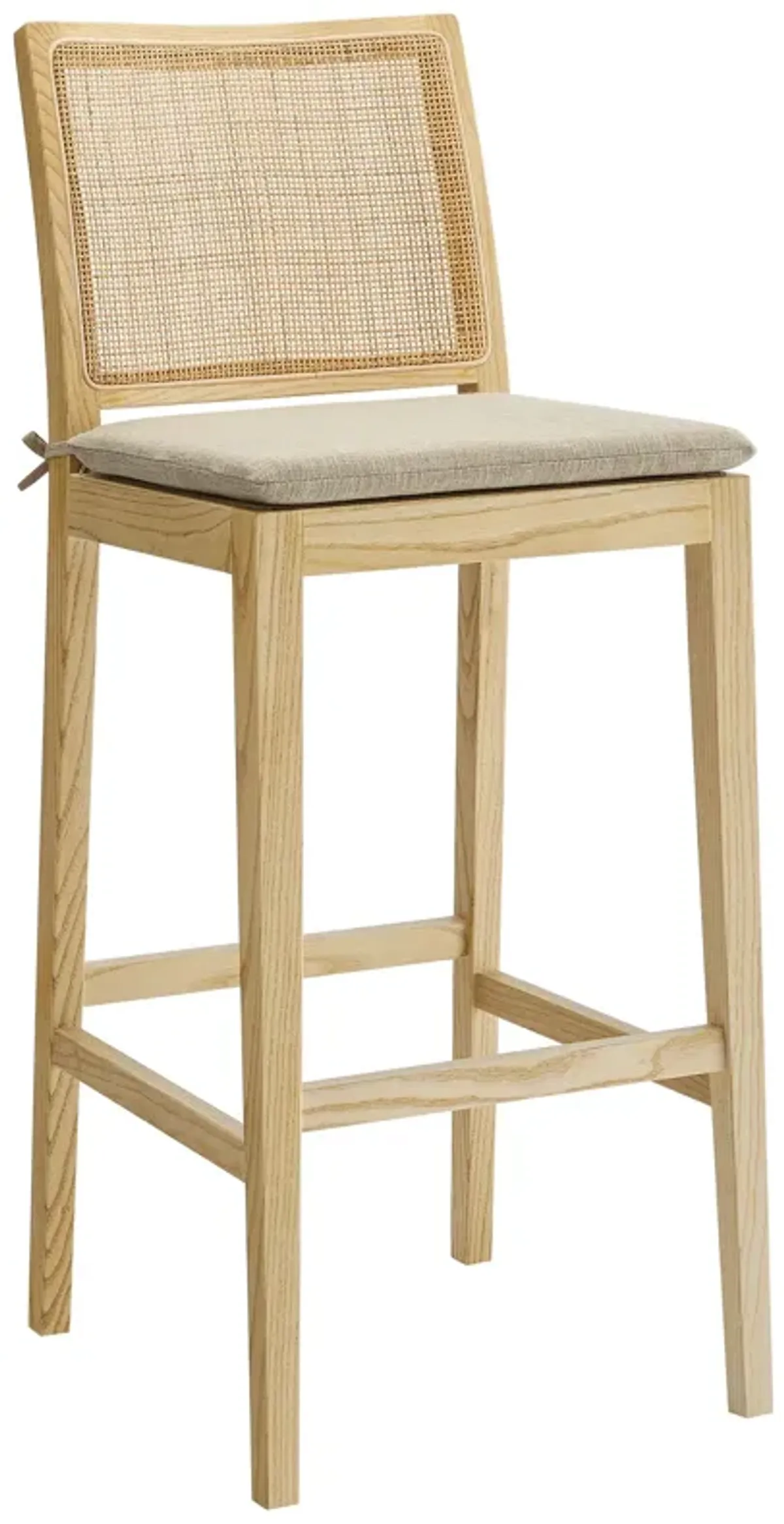 Ovard Wood and Rattan Bar Stool by Modway Natural