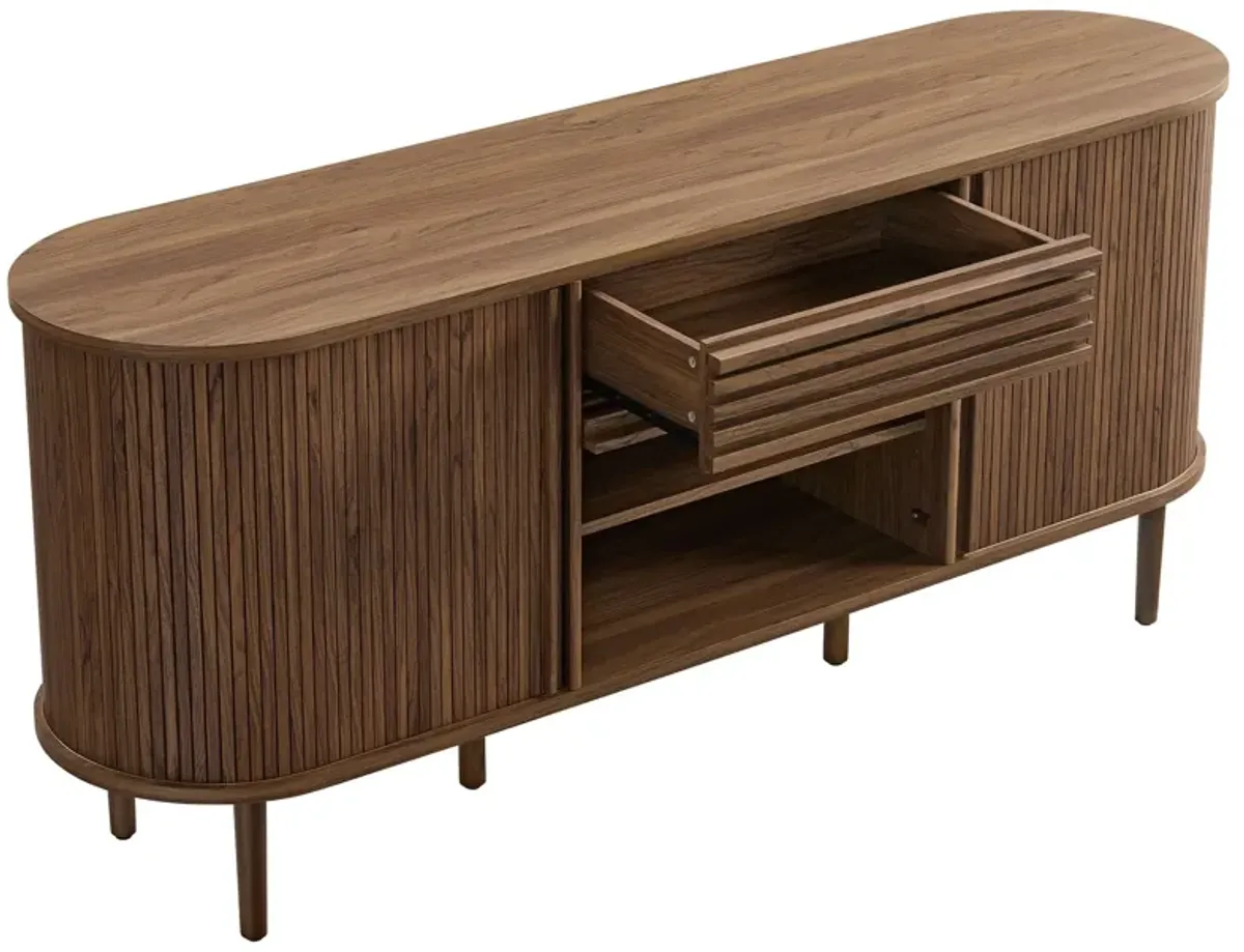 Harlan 67" Fluted Oval Sideboard Cabinet by Modway Walnut