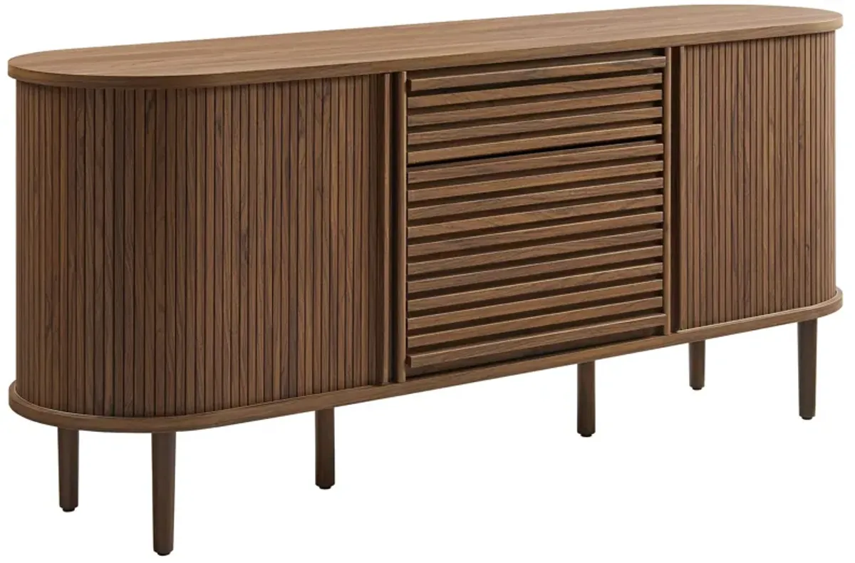Harlan 67" Fluted Oval Sideboard Cabinet by Modway Walnut