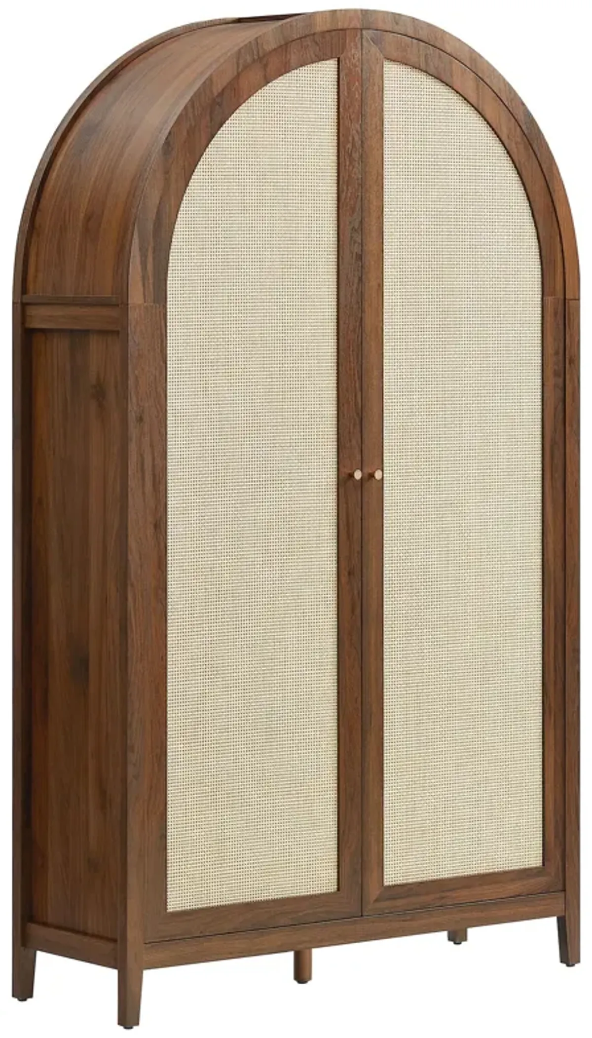 Calista 79" Tall Wide Rattan Arched Storage Cabinet by Modway Walnut