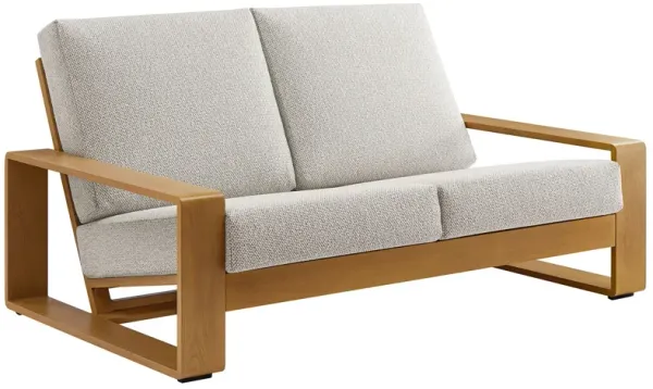 Lirienne Outdoor Patio Aluminum Faux Wood Loveseat by Modway Ivory Natural