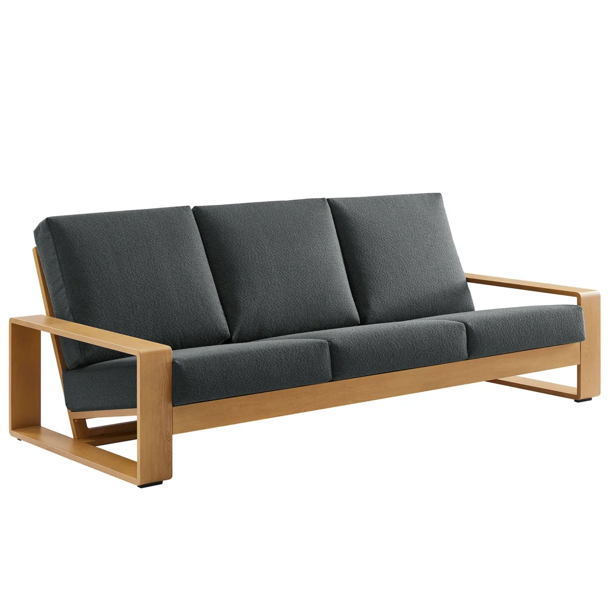 Lirienne Outdoor Patio Aluminum Faux Wood Sofa by Modway Charcoal Natural
