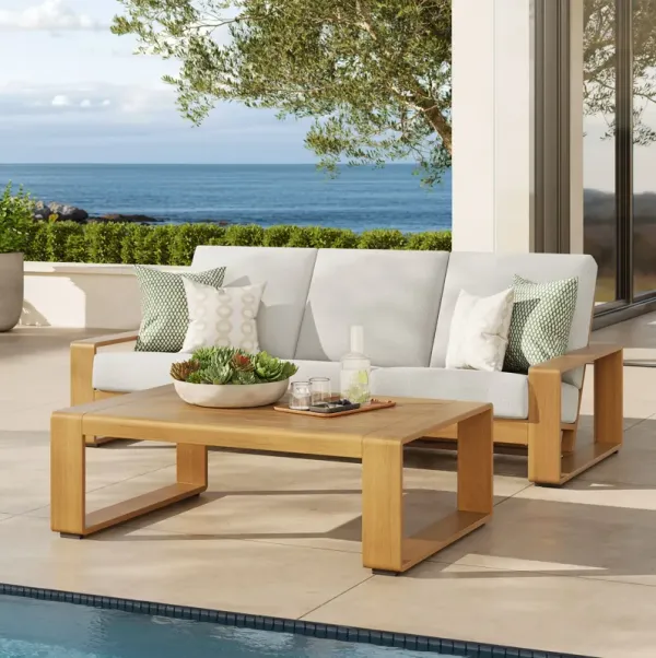 Lirienne 2-Piece Outdoor Patio Aluminum Faux Wood Furniture Set by Modway Ivory Natural