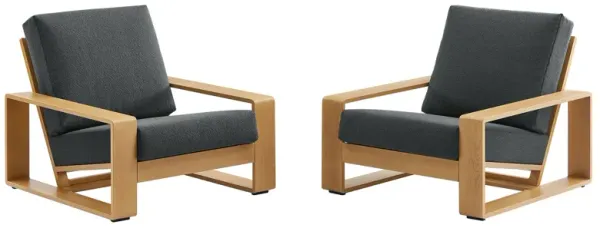 Lirienne Outdoor Patio Aluminum Faux Wood Armchairs Set of 2 by Modway Charcoal Natural