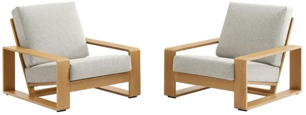 Lirienne Outdoor Patio Aluminum Faux Wood Armchairs Set of 2 by Modway Ivory Natural