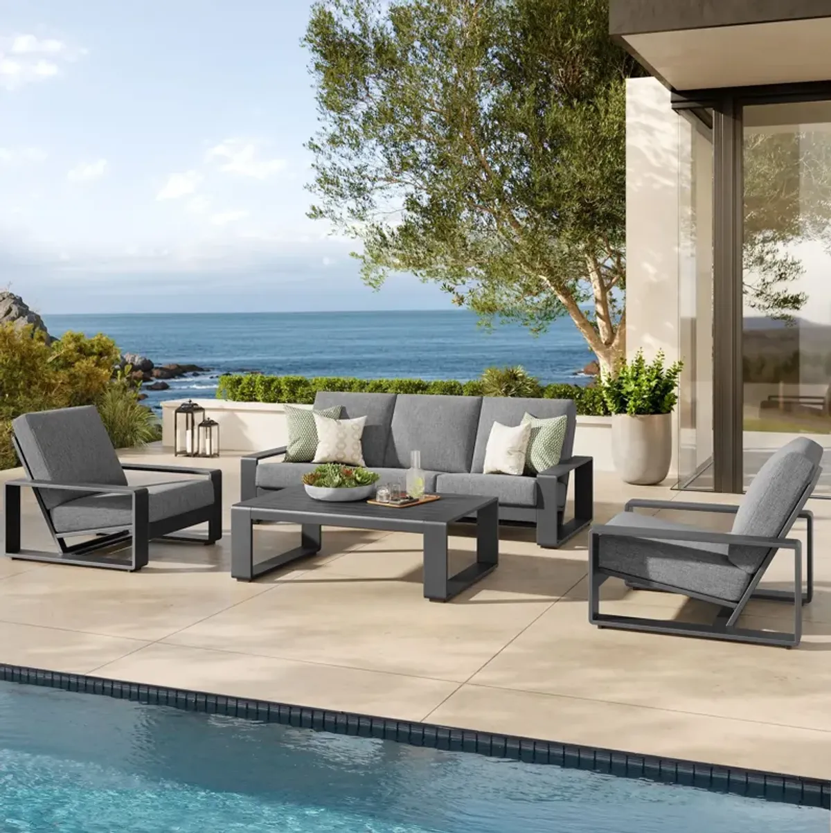 Lirienne 4-Piece Outdoor Patio Aluminum Furniture Set by Modway Smoke