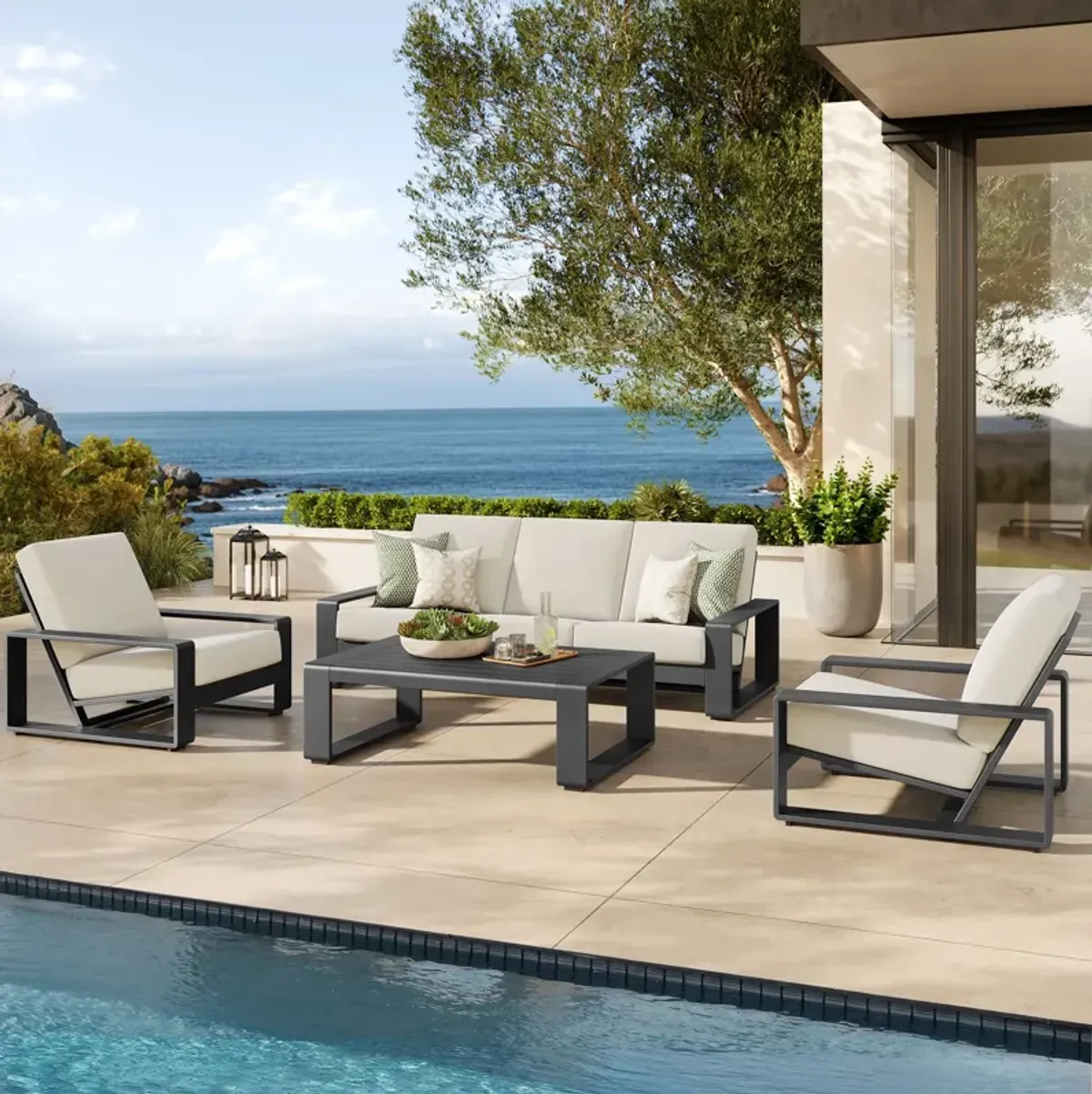 Lirienne 4-Piece Outdoor Patio Aluminum Furniture Set by Modway Smoke