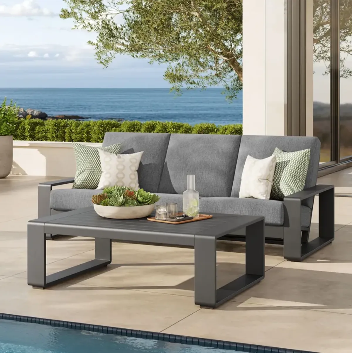 Lirienne 2-Piece Outdoor Patio Aluminum Furniture Set by Modway Light Gray